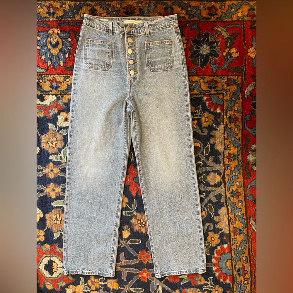Medium Wash Button Fly Denim - Picture 3 of 7